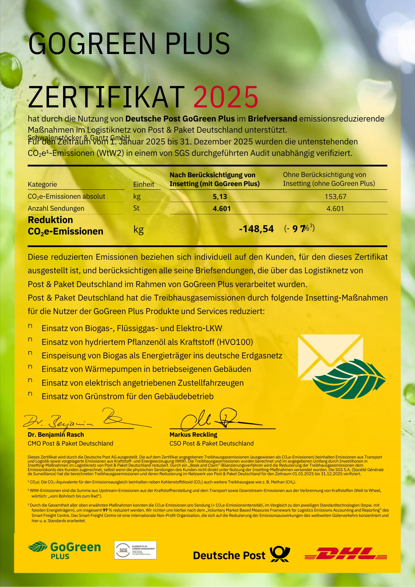 Go Green Plus DP Gelbes Papier mit Schrift darauf