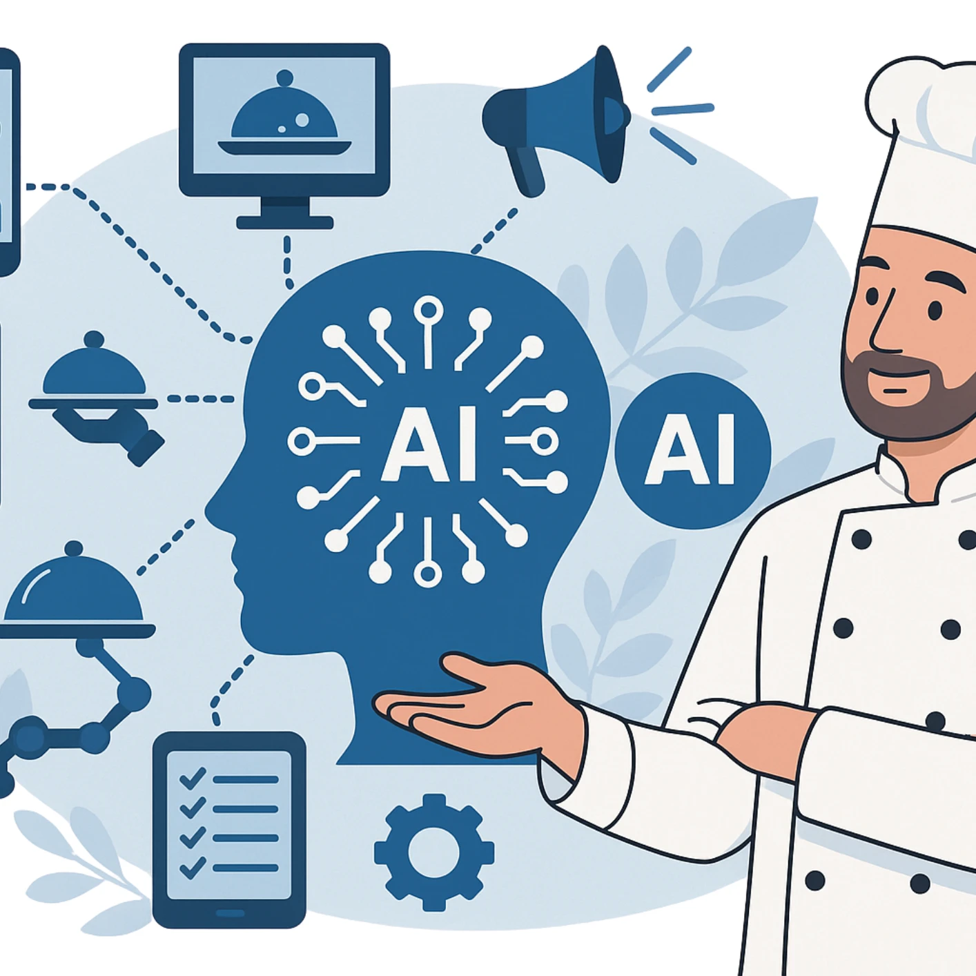 Ein Koch mit ausgebreiteten Armen.