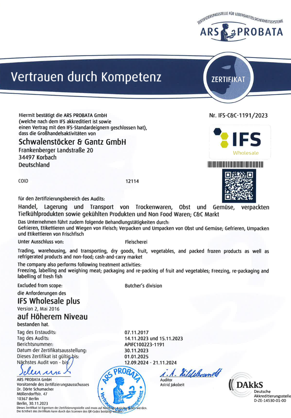 IFS C&C Zertifikat