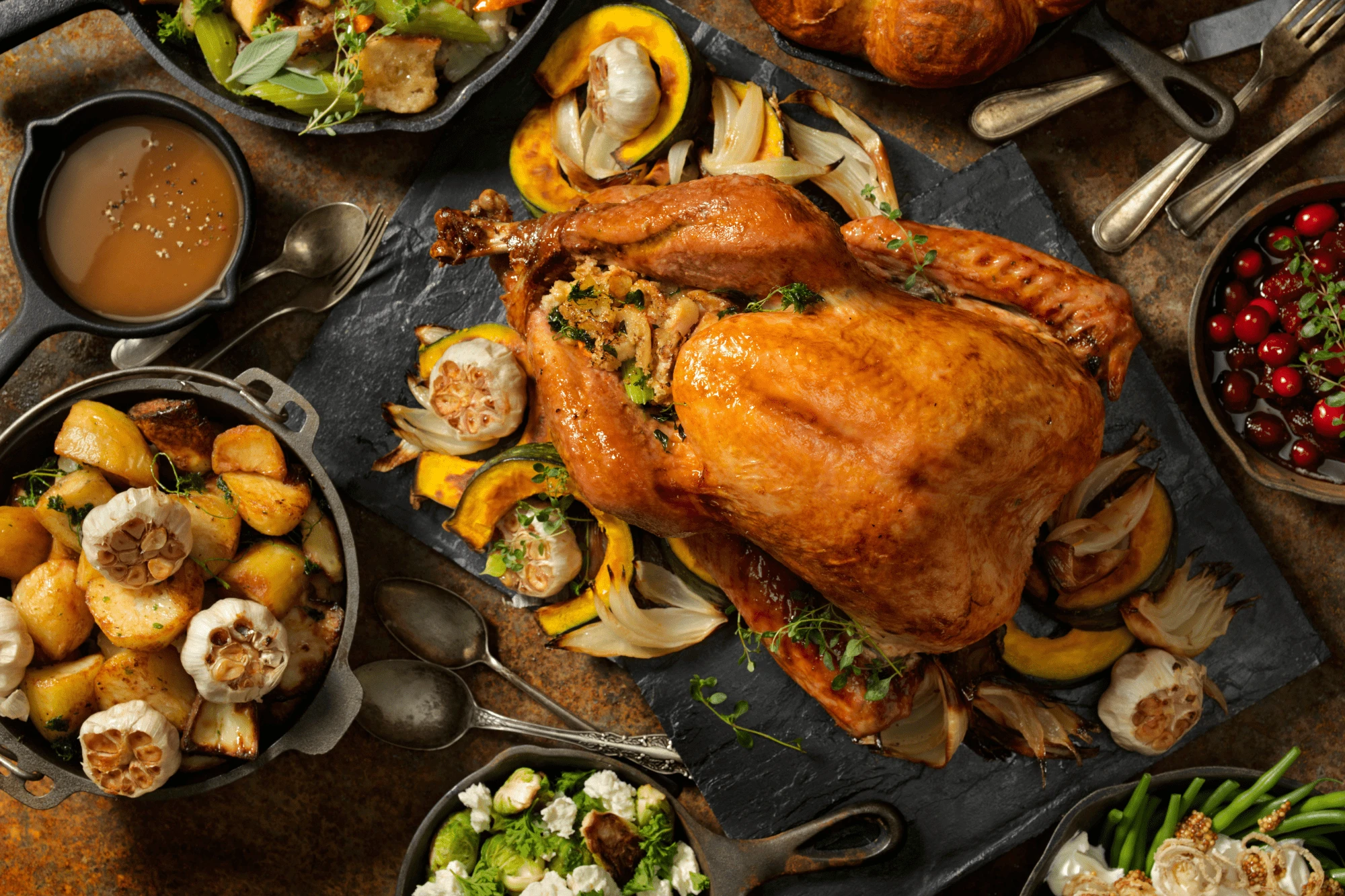 Azubitag Geflügel Ganze gebratene Pute mit Gemüse und Suppen